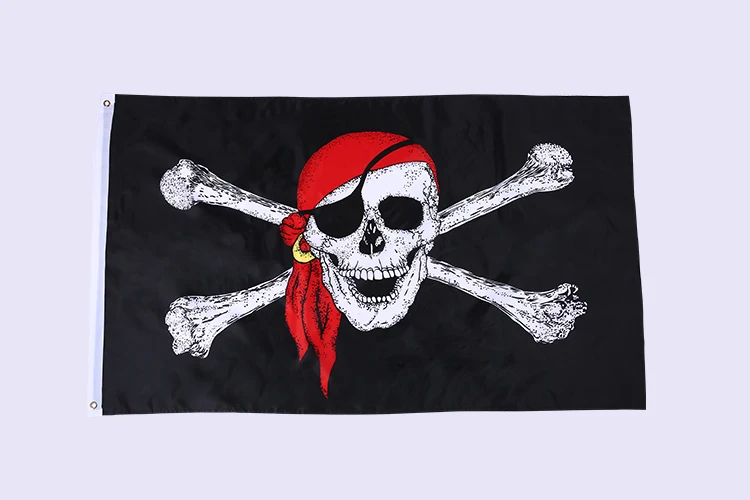 New Design 100 Polyester Vivid Color Jolly Roger Pirate Flag