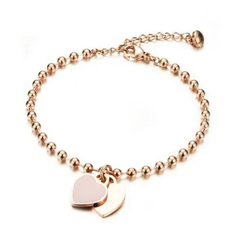 Elegant Design 18k Rose Gold Plated 316l Stainless Steel Heart Charm Elegant Design 18k Rose Gold Plated 316l Stainless Steel Heart Charm Chain Eternal Love Bracelet Designs