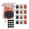 3 Ounce square Mini Clear Glass Spice Jar Container Set with Airtight Lids for Canning 100ml kitchen Storage Jars for Tea Spice
