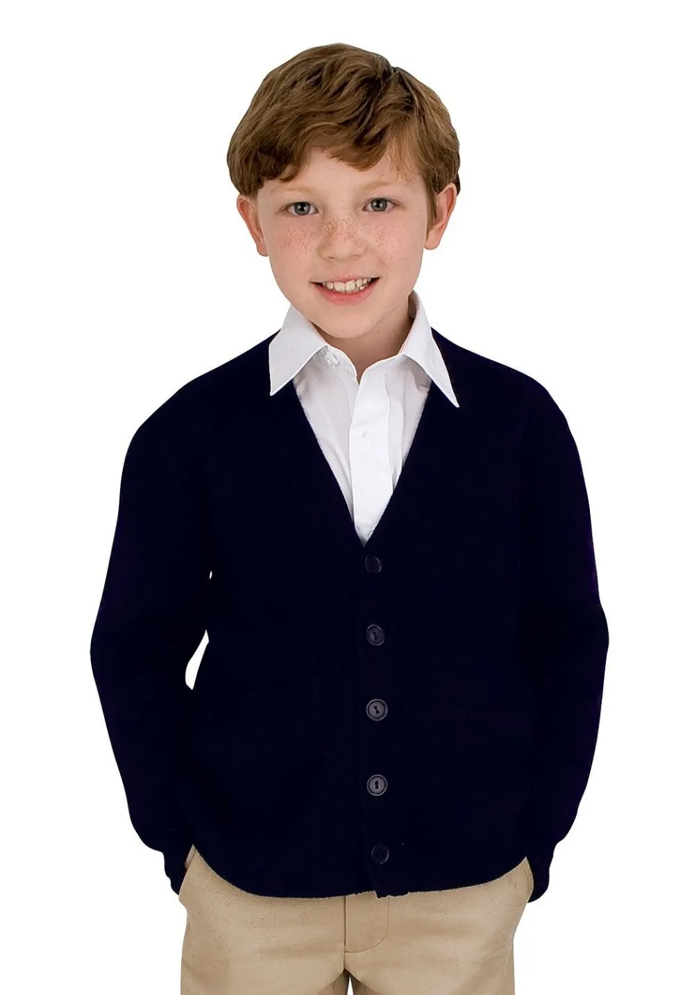 Boys  Anti-Pill Navy Cardigan School Uniforms Sweater Clothing