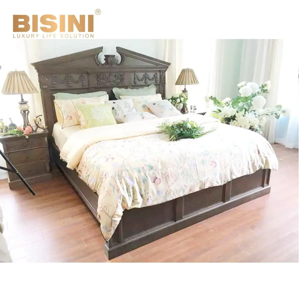 American Brown Solid Wood King Size Bed Vintage Bedroom Set Furniture Amazing Carving Wedding Bed View Wood Beds Bisini Product Details From