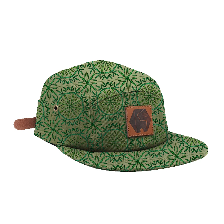 Custom-made Digital Printed 5 Panel Cap Hat With Leather Patch And Flat ...