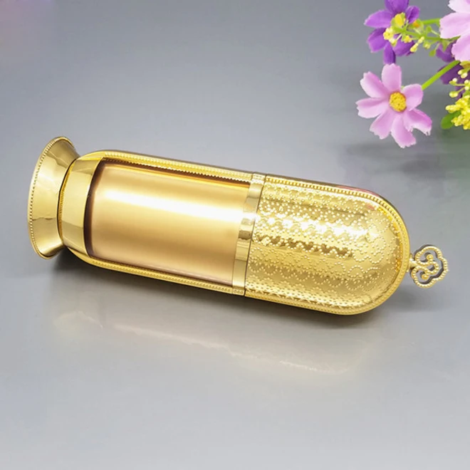 Wholesale 120ml 4oz gold high grade cosmetic empty crown plastic Acrylic bottle with base for Treatment Lotion packaging