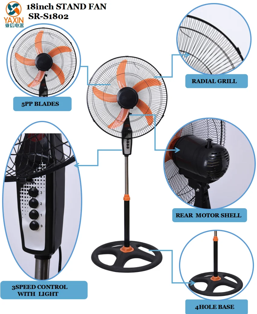 18 Inch 5 Abs Blades Cheap Stand Fans With Heavy Base Srs1802 Buy 18