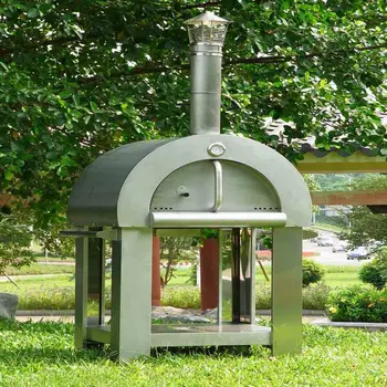 Freestanding Stainless Steel Wood Fired Outdoor Pizza Oven With Freestanding Stainless Steel Wood Fired Outdoor Pizza Oven With Stone Floor