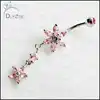 2014 fashion pink dangling belly button rings