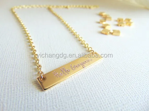 Hello Gorgeous necklace, gold bar necklace, personalized custom jewelry, engraved text pendant, Bridesmaid gift, name Jewelry, maid of honor.jpg