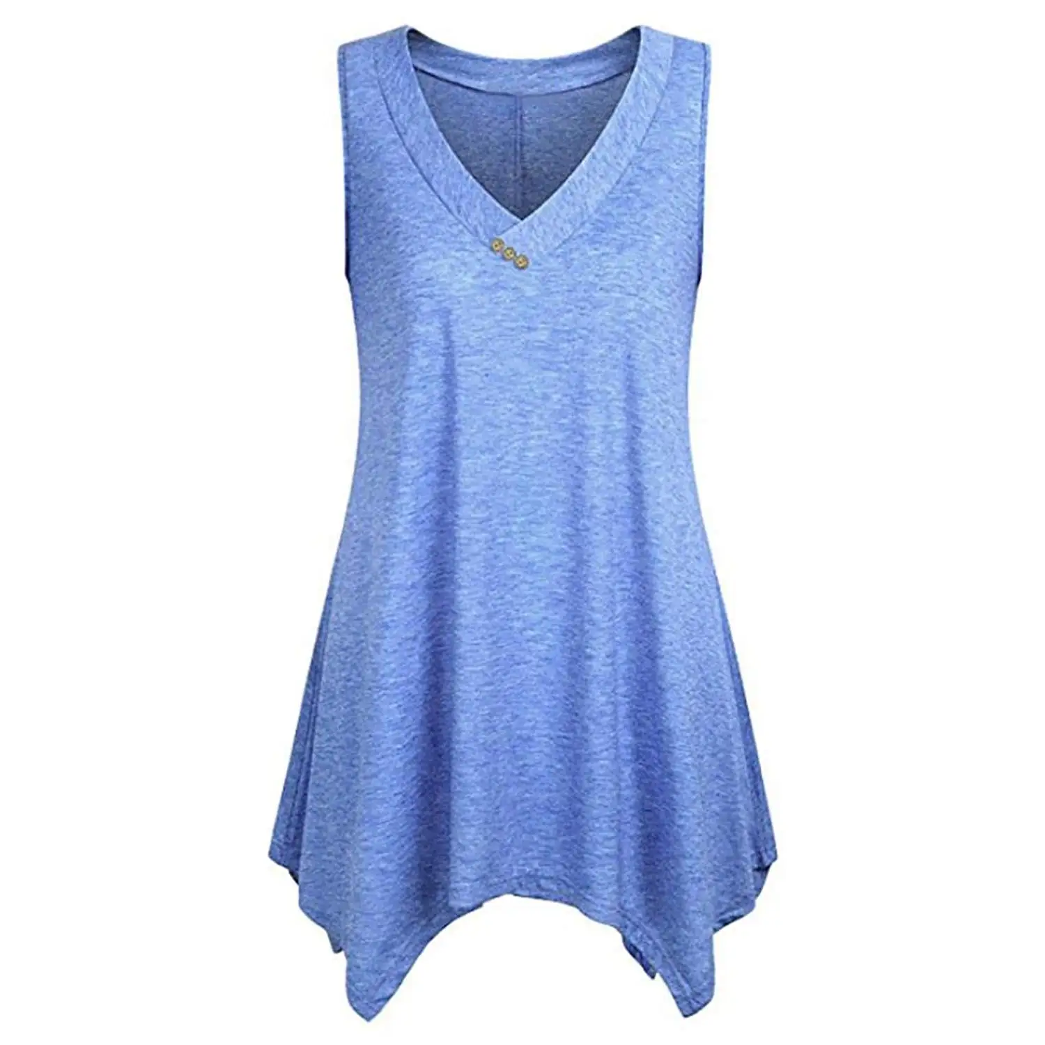 WuyiMC Women Tops, Ladies Plus Size V-Neck Sleeveless Flowy Tunic Tops Irregular Hem Pullover T-Shirt Blouse On Clearance