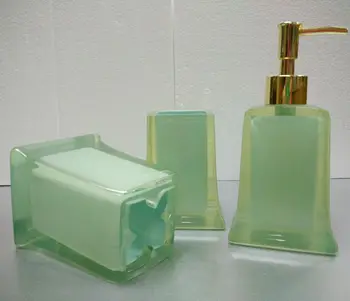 Limon Green Transparent Resin Bathroom Accessories Set Of 3 - Buy ... Limon Green Transparent Resin Bathroom Accessories Set Of 3 - Buy ...