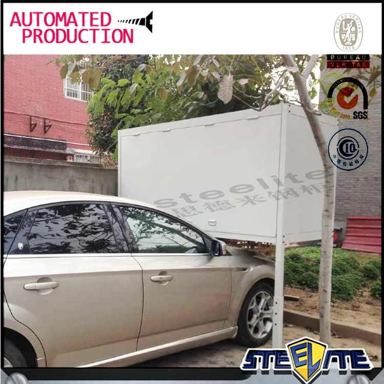 Moderno Aparcamiento Acero Almacenamiento Sobre Capó Del Coche Armario