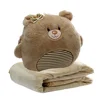 3 In 1 Cute Cartoon Plush Stuffed Animal Toys Baby Throw Bear Pillow Blanket Set with Hand Warmer Design