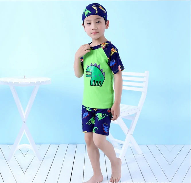 Dinosaurus Kecil Baju  Renang  Anak 3 Buah Baju  Renang  Topi 