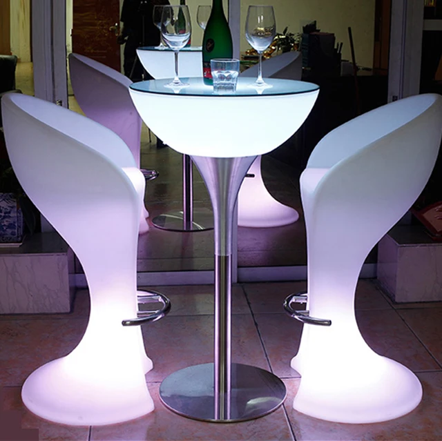 Muebles Led Modernos Impermeables,Mesa Y Silla De Bar Iluminada Con Luz