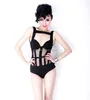 European Style One Piece Black Sexy Ladies Pole Dancing Costume