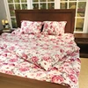 Wholesale 100% polyester printed flannel fleece flower luxury blanket bed sheet set 4 PCs