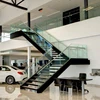 Modern staircase design with 2 stringers wooden steps
