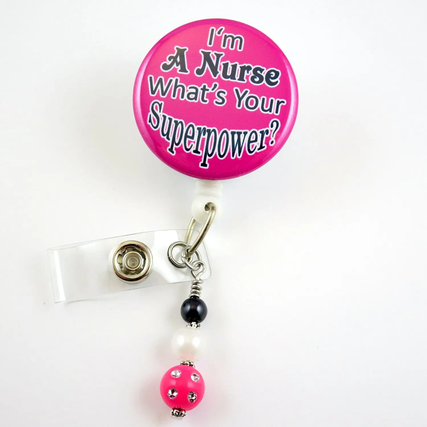 I'm a Nurse What's Your Superpower - Nurse Badge Reel - Retractable ID Badge Holder - Nurse Badge - Badge Clip - Badge Reels - Pediatric - RN - Name Badge Holder