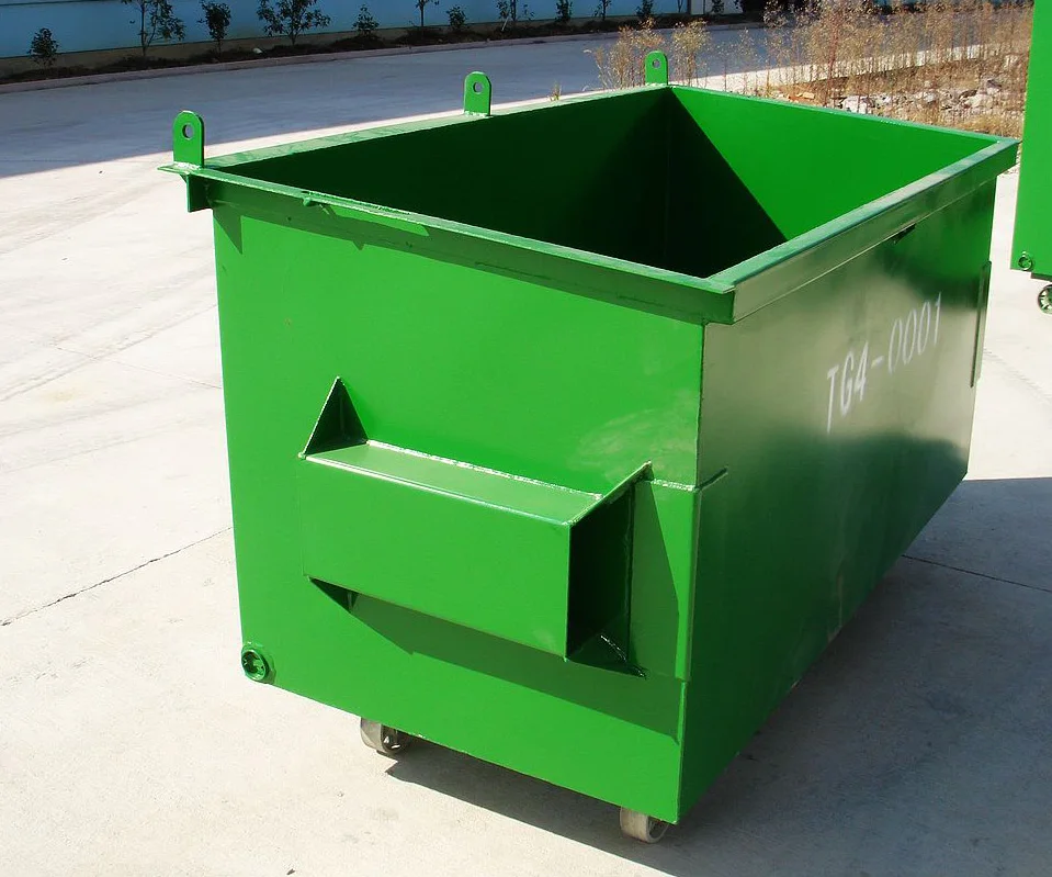 1.5m3 Front Lift Bin Refuse Collector Metal Bin Galvanized Scrap Metal
