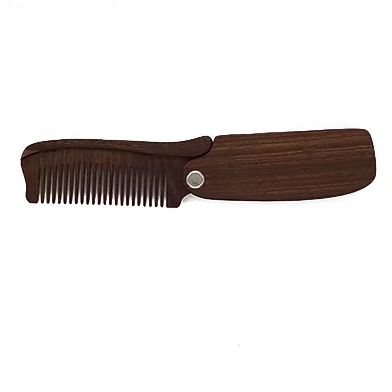 
WB200-06 Customized Your Logo Black Ebony Wood Folding Pocket Comb Wood Comb 