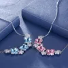 Hermosa Jewelry Butterfly Shape Austria Aurora Crystal Necklace Pendant 925 Sterling Silver Gifts For Girls