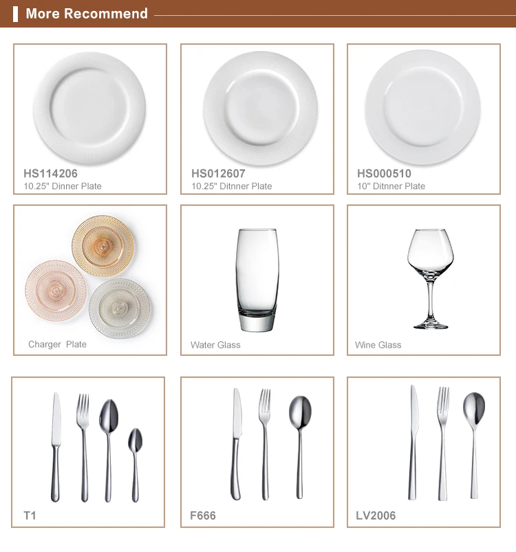 Moden Crockery White Flat Round Plate, Wedding Hotel Dish Plate,Hotel logo Dinnerware Round Plate