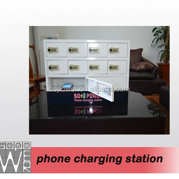 Public Cell Phone Charging Station Hot Selling 10 Doors Wood Valet