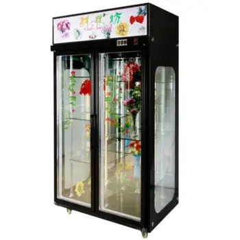 Stainless Steel And Glass Door Display Commercial Vertical Flower