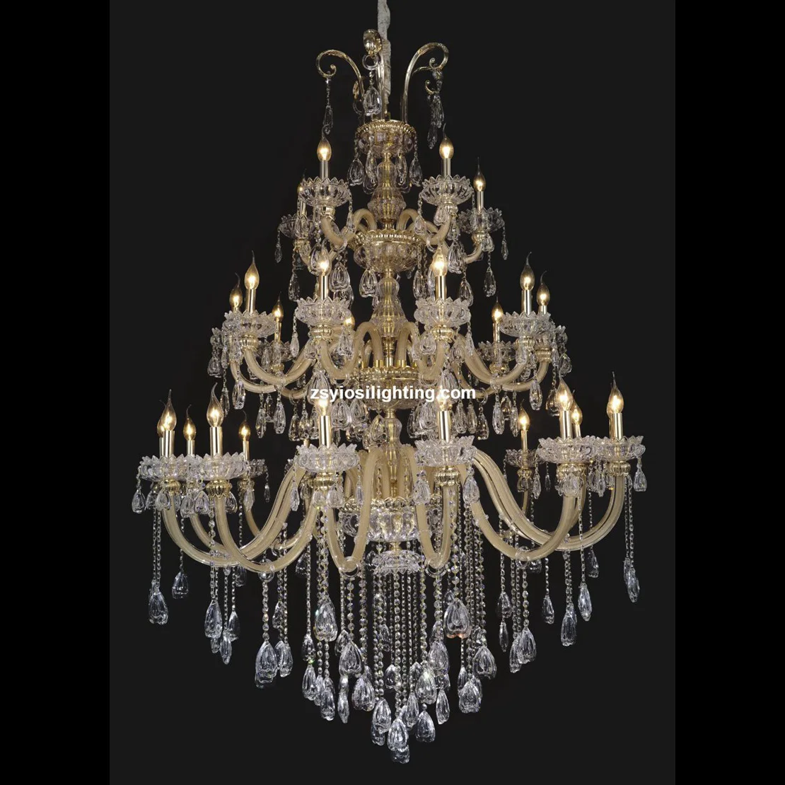 30 Lights Classic Style Decorative Hanging Pendant Light Crystal Chandelier