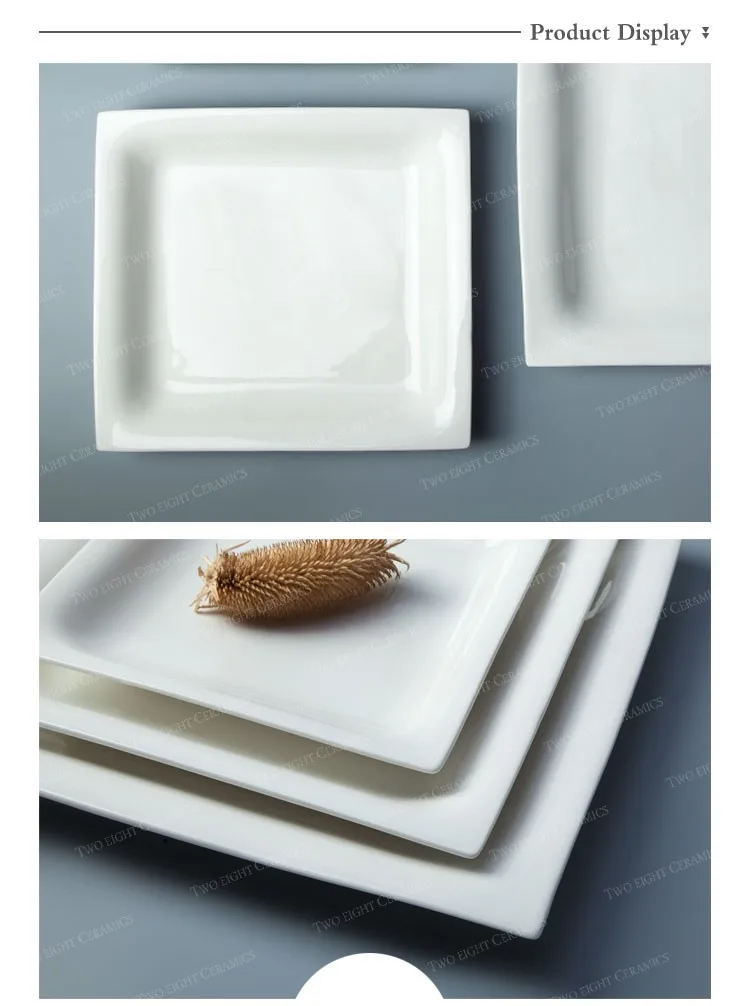 Hotel Fine personalized Chaozhou dinner blank ceramic plate dish fancy Square tray for hotel