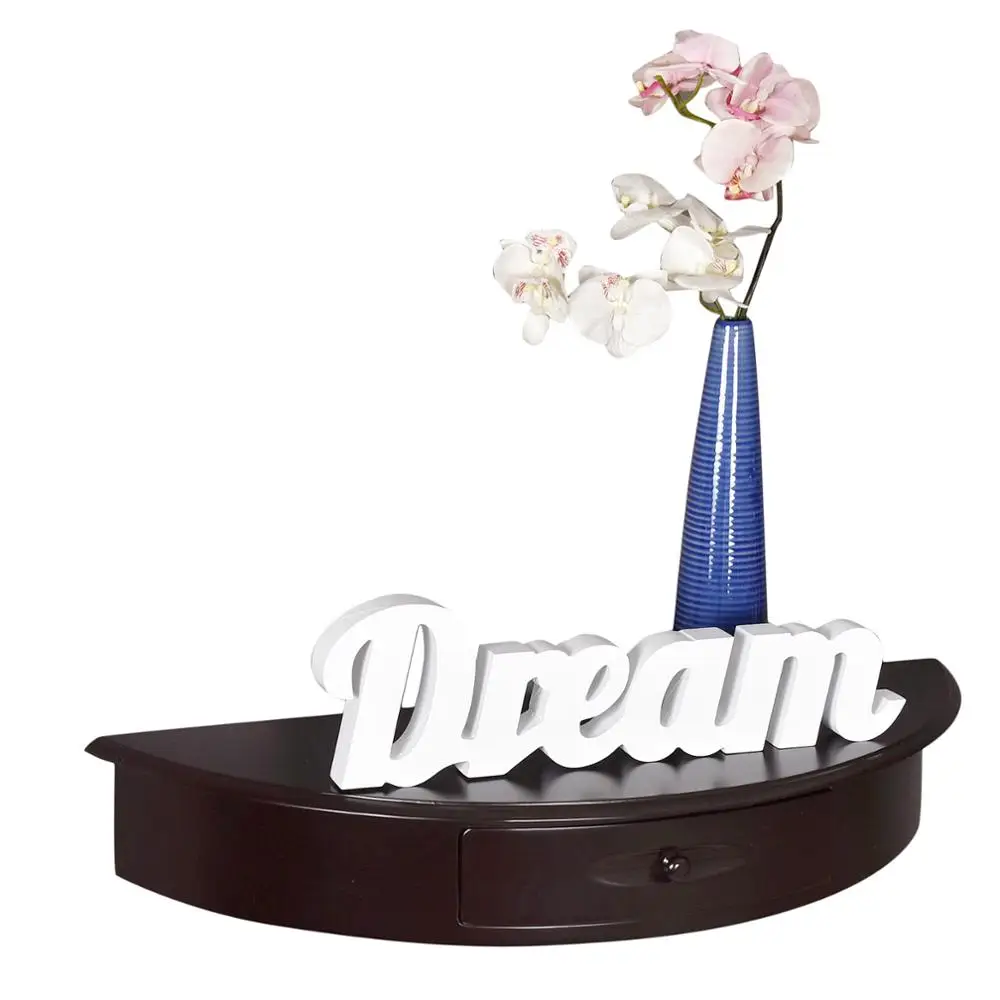 Wall Floating Shelf With Drawer Half Round Shaped Wall Mounted