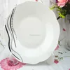 8inch round and cut wave white porcelain soup plate exported to Cyprus with geometric design no protuberance