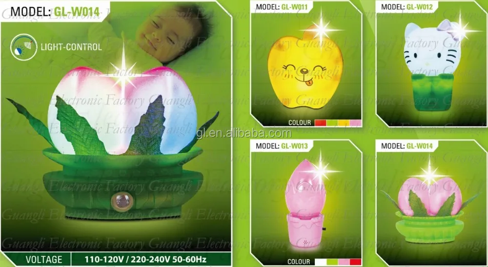 OEM 0.6W and 110V or 220V Pink Ice Cream Night Light Model Toys Children Kid Bedroom Decor Gift sensor plug in lighting