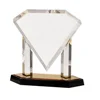 Custom Corporate clear Acrylic Beveled Diamond Award on Clear Reflective Posts with Black Base