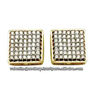 Square Earrings Design For Women Diamond Dangle Square Earrings Design For Women Diamond Dangle Multiple Diamonds Studded Gold Earring Studs