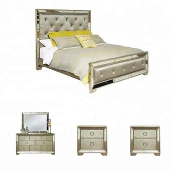 Luxury Cheap Price Mirrored Furniture Bedroom Set Bed Nightstand Matching Set Upholstered Buy Antique Mirrored Glass Hotel Furniture Sets British