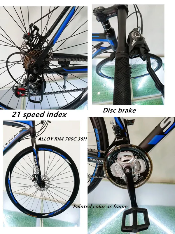 New Aluminum Alloy 21 Speed 26 Inch Wheels 700c Hybrid Bicycle Fixed