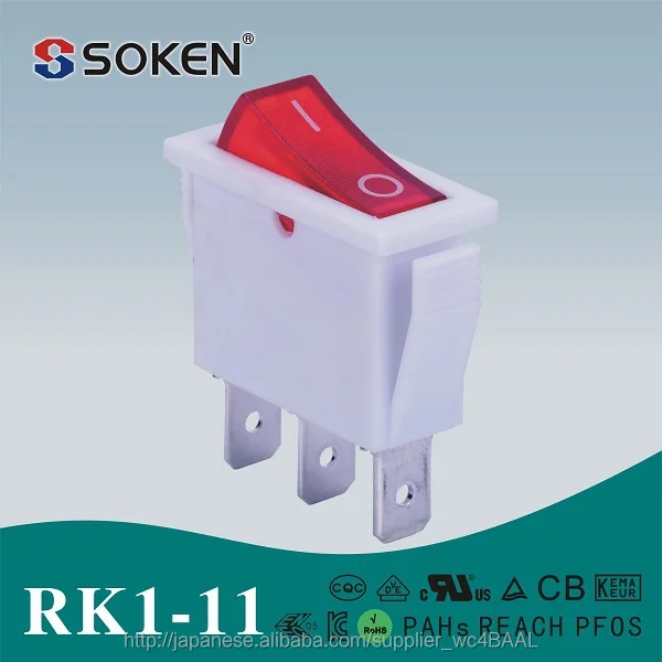 SOKEN 3端子 ON-OFF-ON CQC,TUV,VDE,UL,KEMA,ENEC,CB認証 125V/250V ロッカスイッチ-押しボタンスイッチ問屋・仕入れ・卸・卸売り