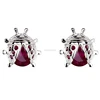 925 Sterling Silver Ruby Lady Bug Children Screwback Earring Kids & Women