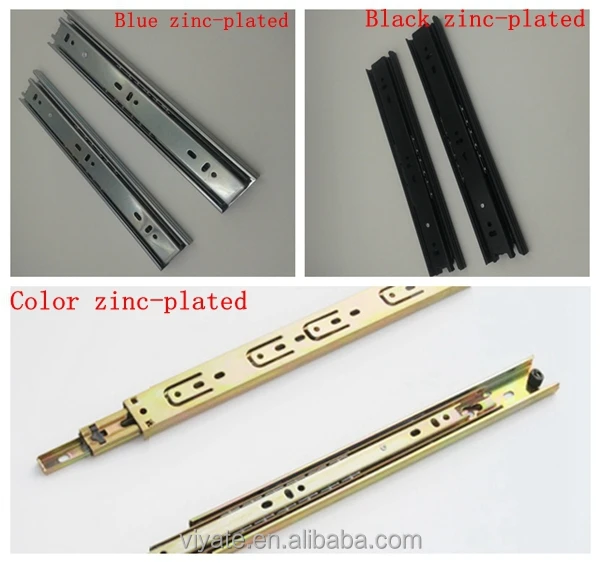 Push Open Ball Bearing Drawer Slides Telescopic Channels Silent