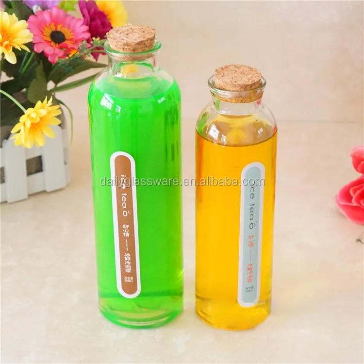 Frasco cuadrado de cristal reciclado con corcho 500 ml transparente