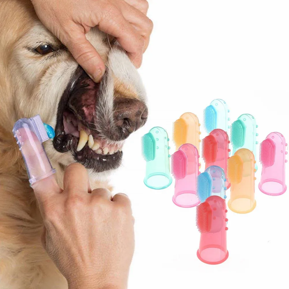 Custom Silicone Cat & Dog Finger Toothbrush Soft Bristle Pet Toothbrush