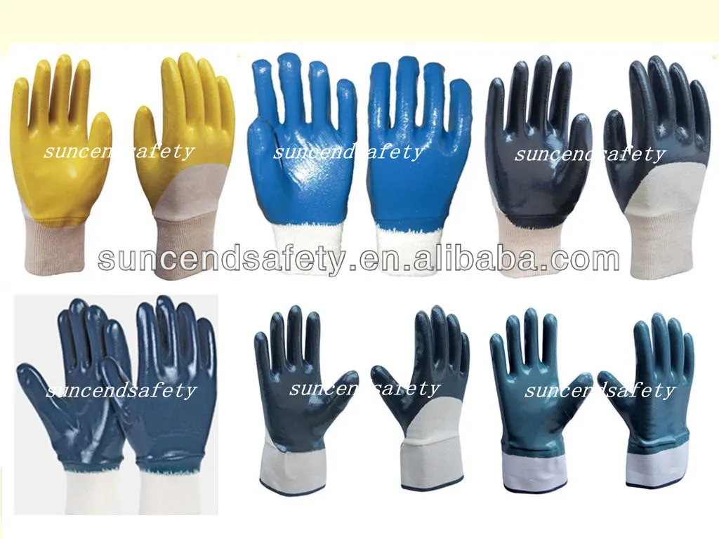 High Quality Blue Oil Resistant Nitrile Gloves Nitrile Fully Coated