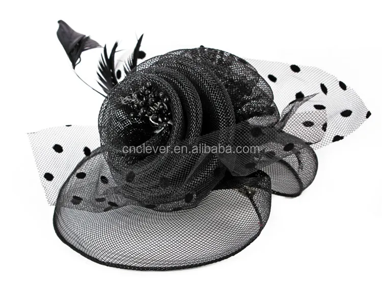 Women Fascinators Hats Black Hair Accessories Headband For Church