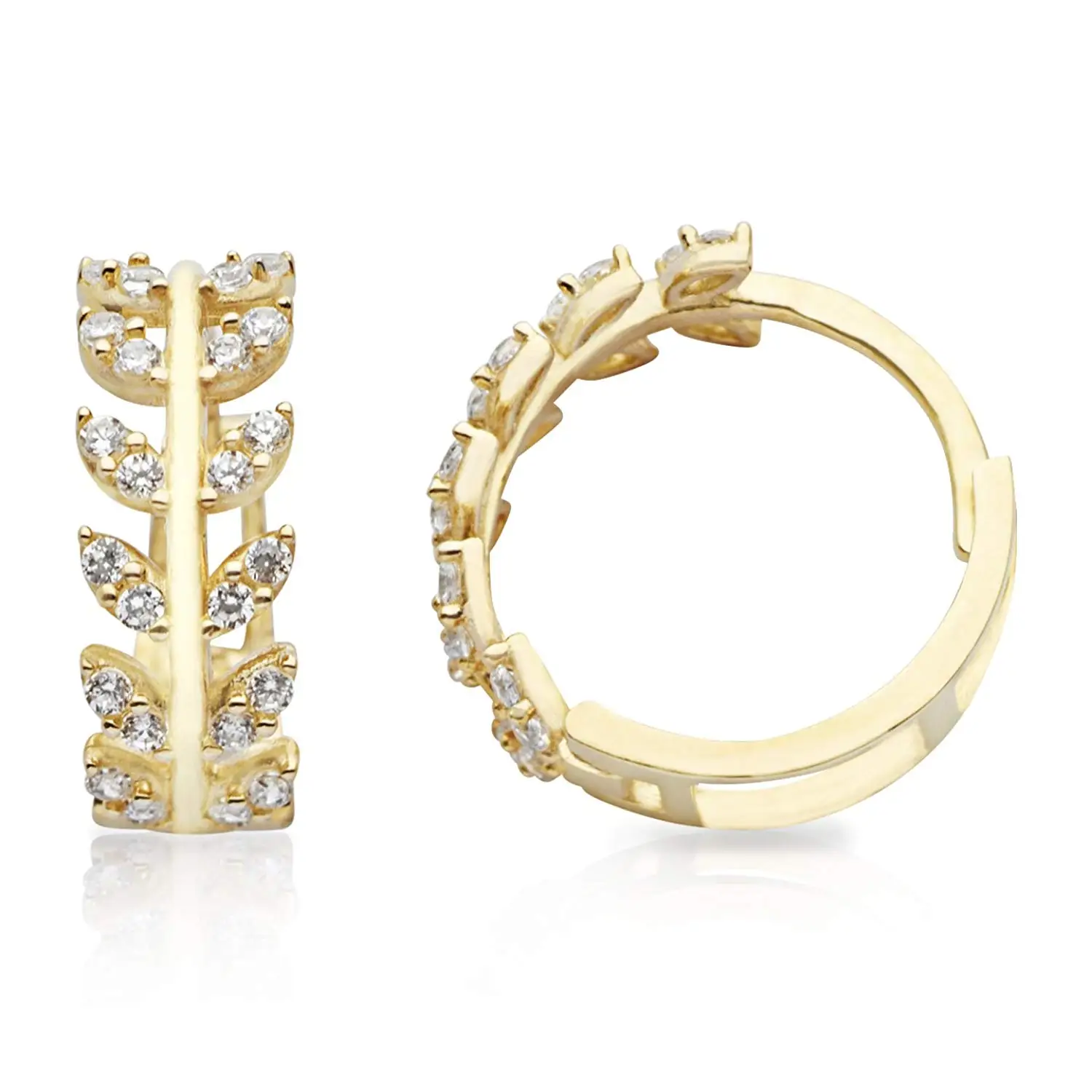 14k Gold Huggie Hoop Earrings Find Get Quotations New 14k Yellow Gold Huggie Hoop Earrings With Branch And Leaves Design For Women S