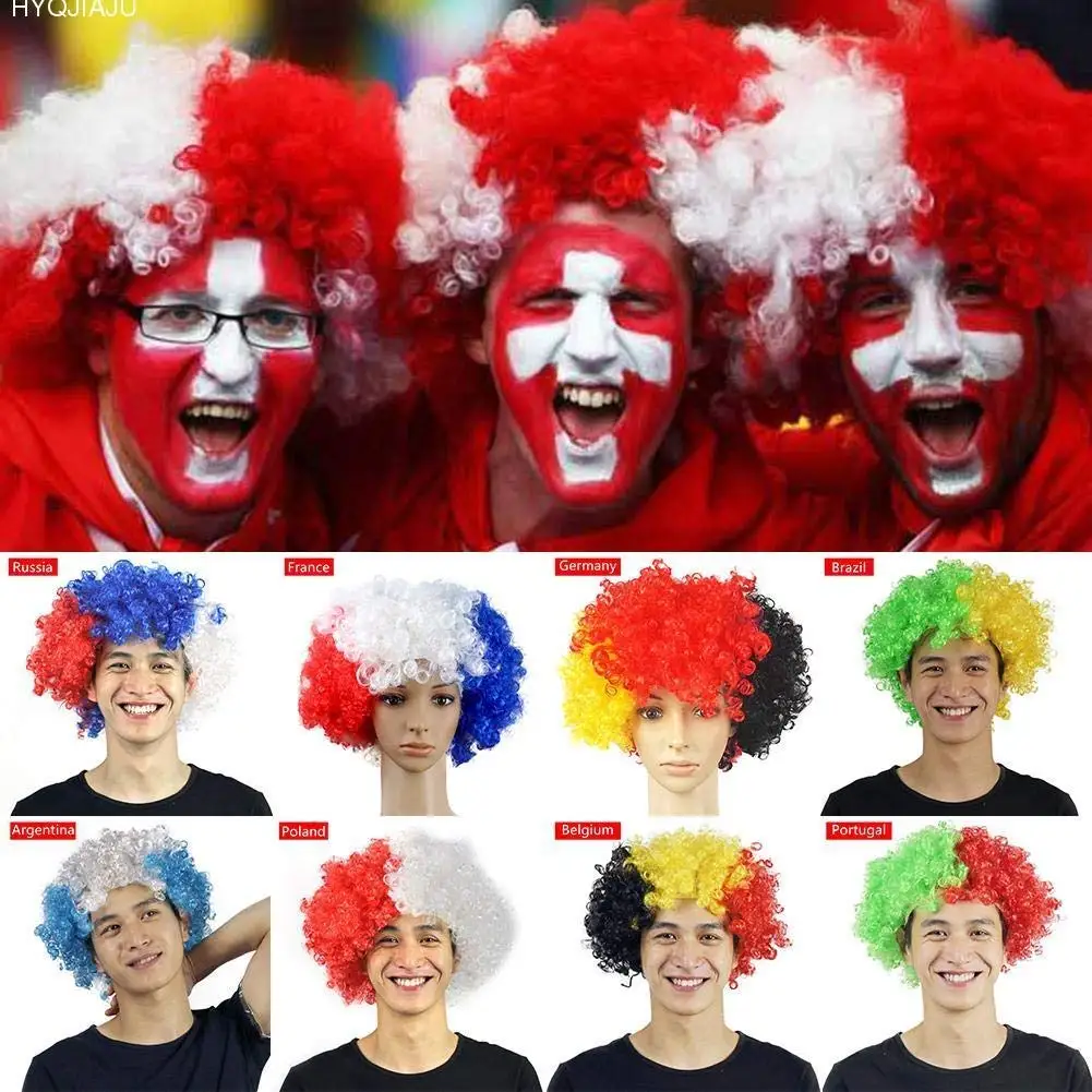 Crazy Sports Fan Wig Adult Fanatic Funny Costume Fancy Dress