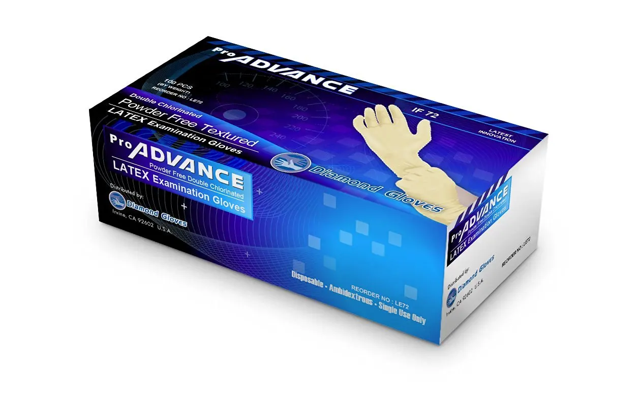 Diamond Gloves Pro Advance Latex Examination (Medical Grade) 7mil, Double Chlorinated Micro Textured Powder Free Gloves, 1000 pcs, SMALL