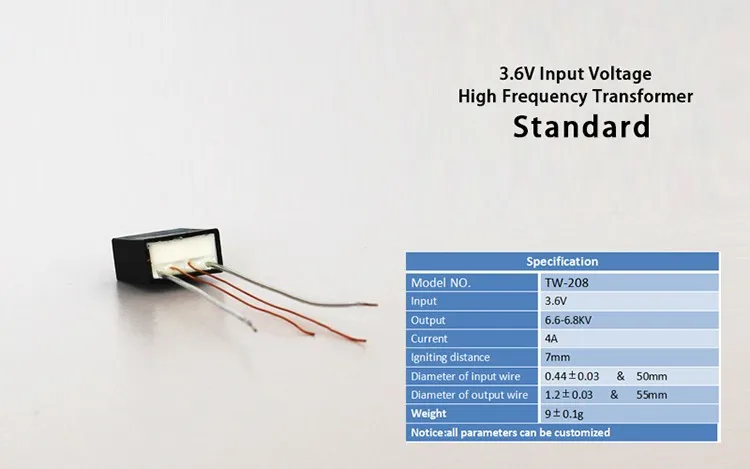 TW-208 Small Sized 3.6V Input High Frequency Transformer Arc Lighter