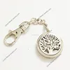 Zinc alloy tree of life round essential oil locket key chain