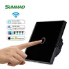 Home Electrical Capacitive 1/2/3 Gang Crystal Glass Panel Smart Touch Wall Switch, Wireless Controlled Wifi Light Switch