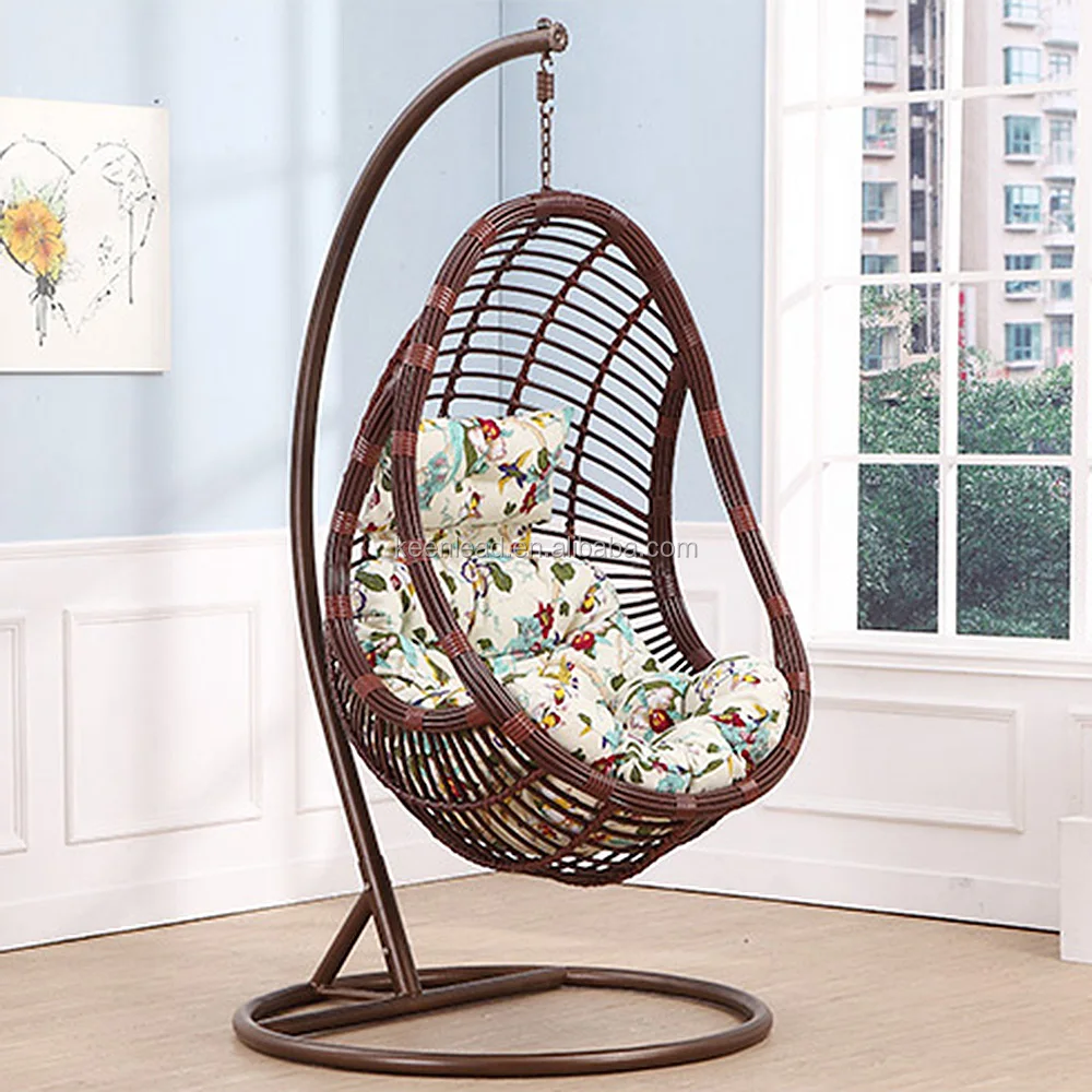 Hanging Egg Shape Rattan Patio Swings Chairs Bird Nest Swing Sets For